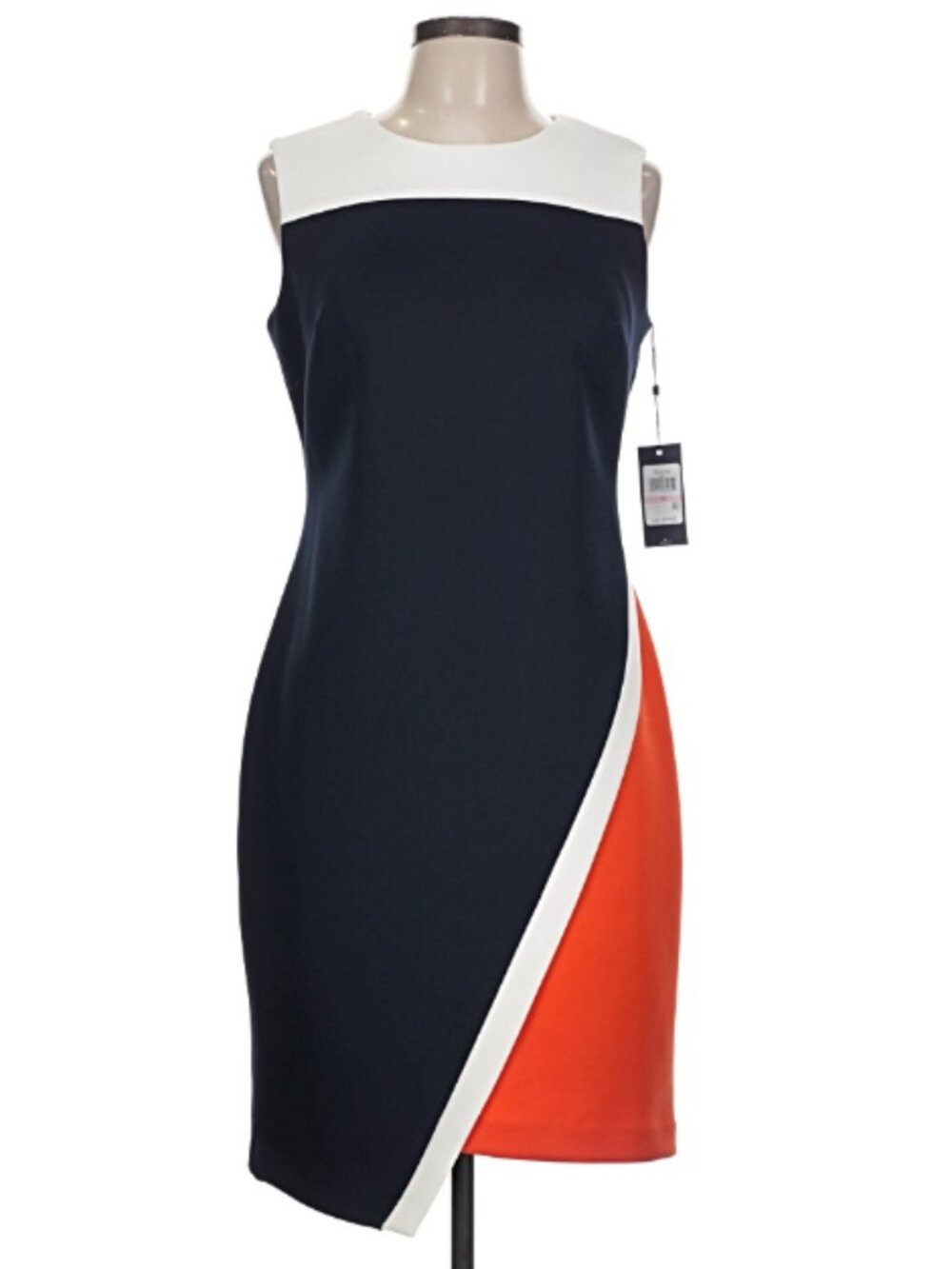 Tommy Hilfiger Sleeveless Asymmetrical Colorblock Dress in Red, White, and Blue